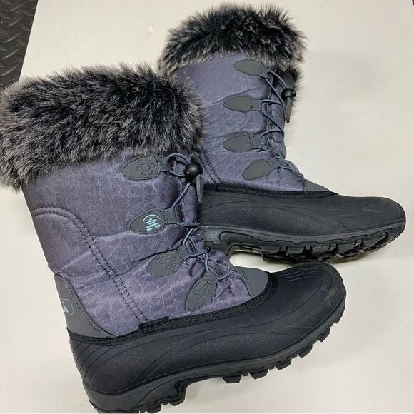 Kamik Momentum waterproof Snow Boots gray fur lined warm EUC woman’s 6 - Picture 2 of 11